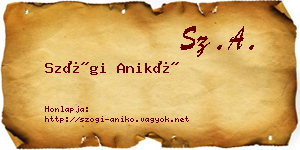 Szögi Anikó névjegykártya