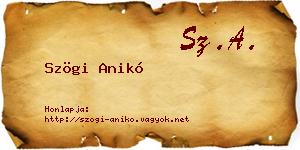 Szögi Anikó névjegykártya